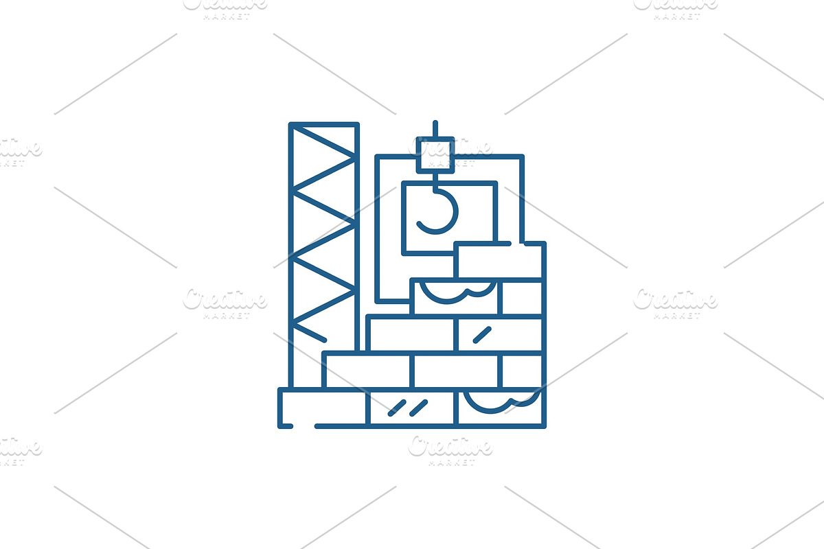 High rise construction line icon in Illustrations - product preview 8