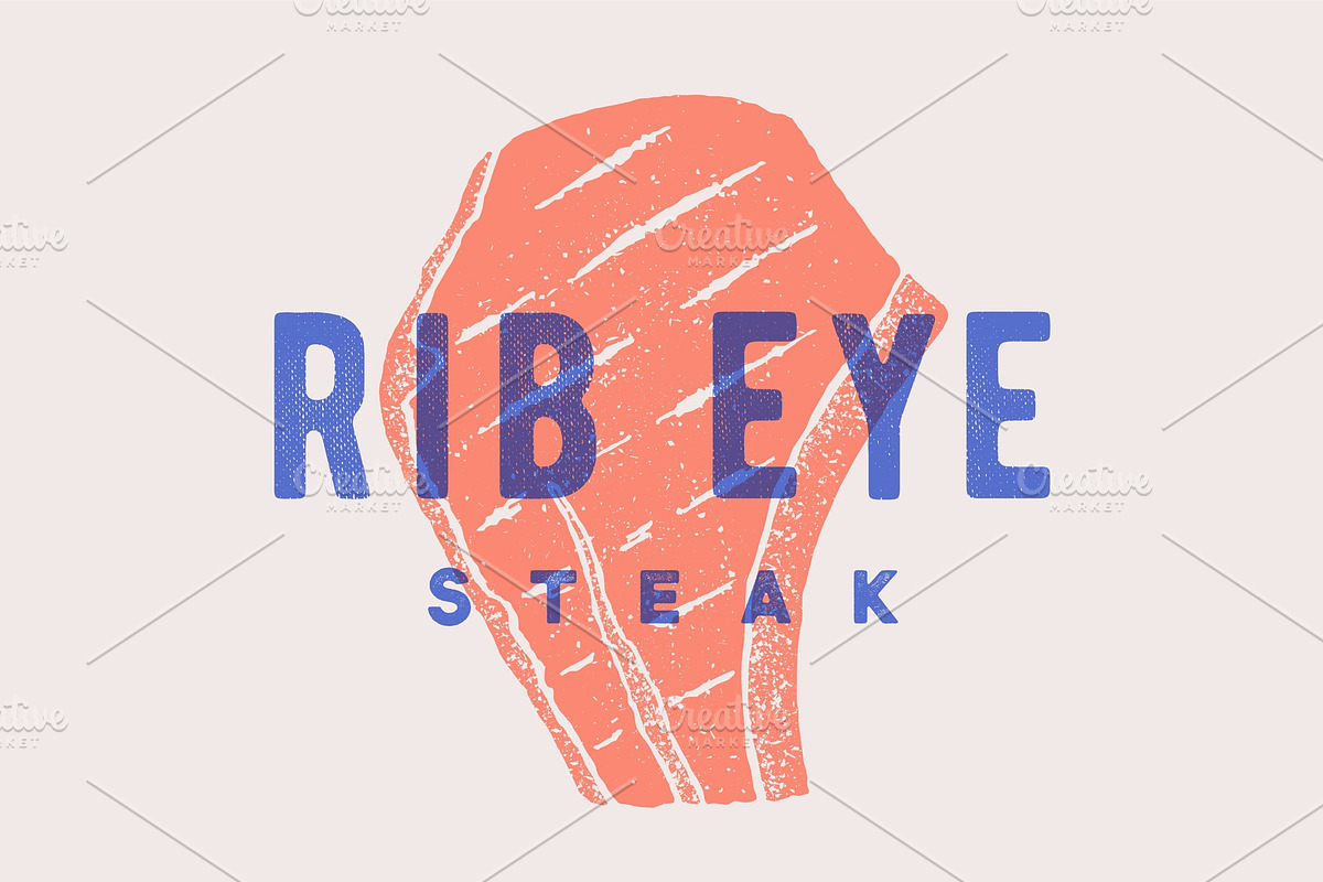 Steak, Rib Eye. Poster with steak in Illustrations - product preview 8