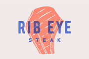 Steak, Rib Eye. Poster with steak