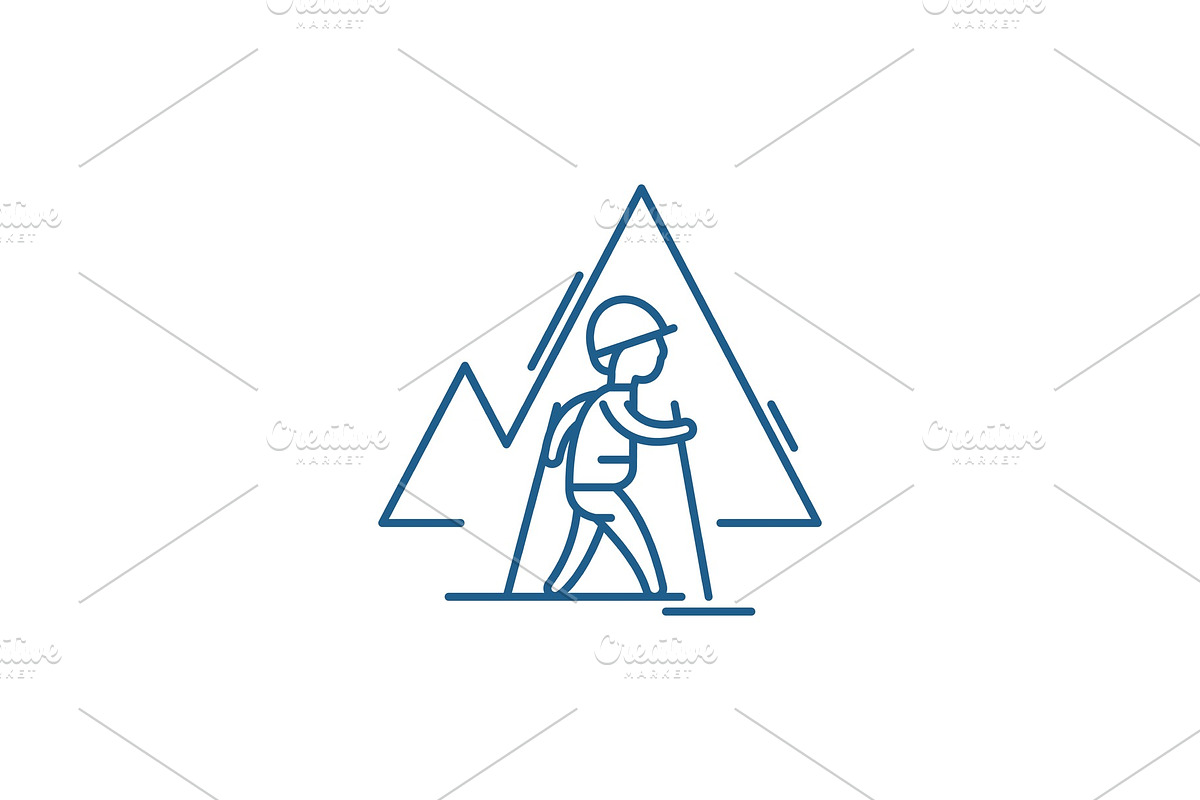 Hiking sign line icon concept in Objects - product preview 8