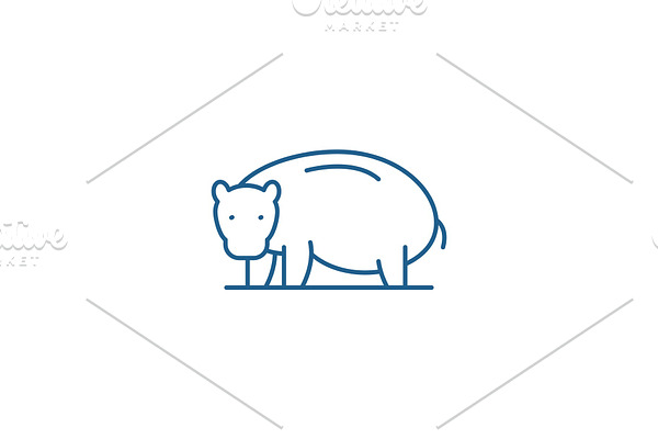 Hippopotamus line icon concept