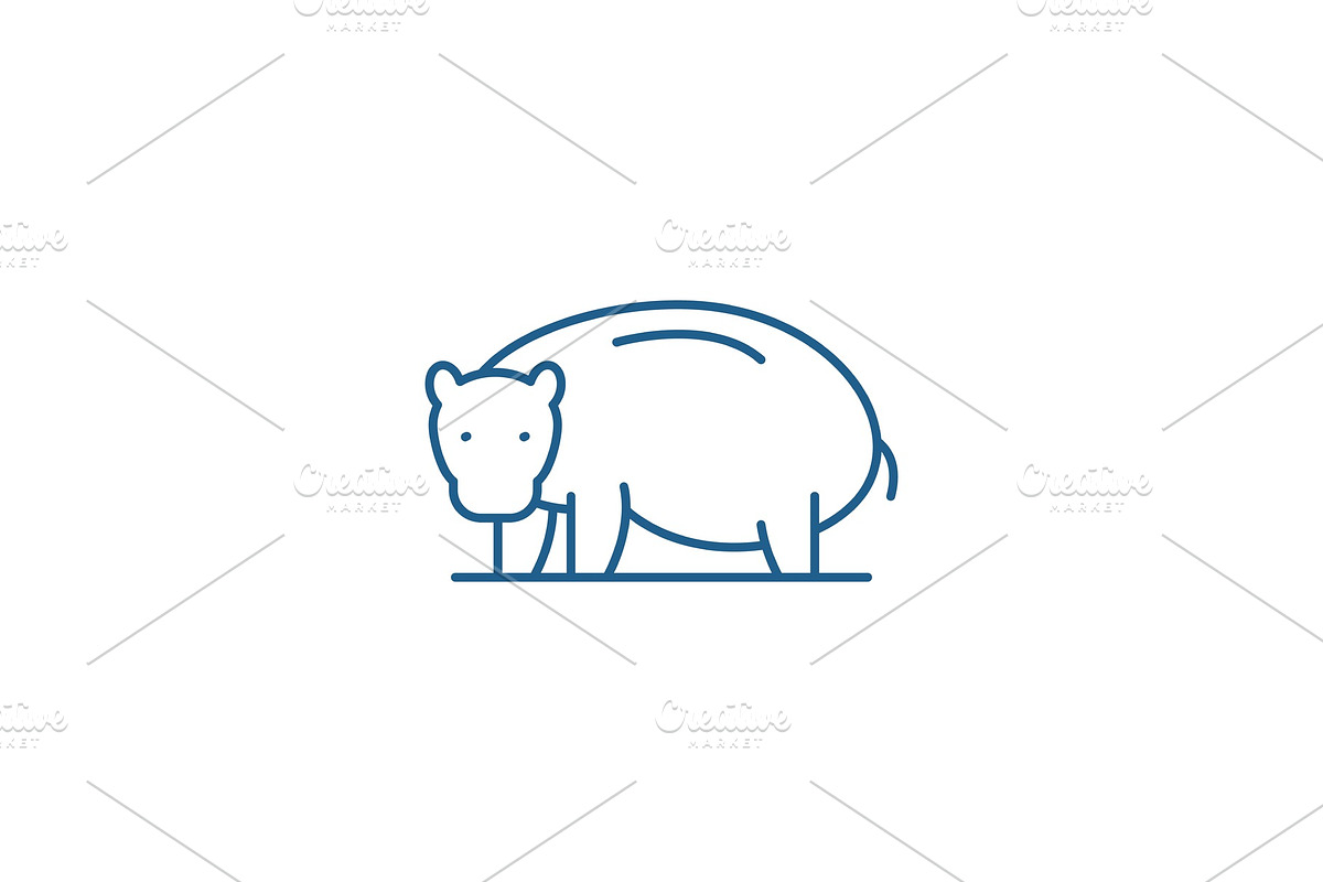 Hippopotamus line icon concept in Illustrations - product preview 8