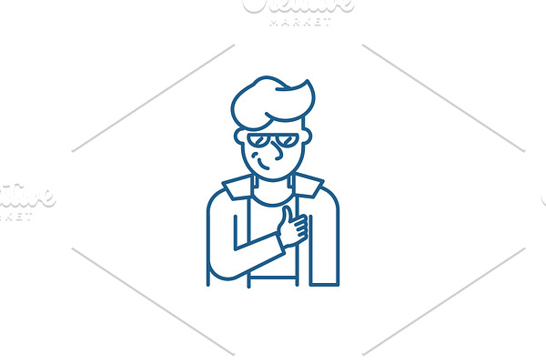 Hipster line icon concept. Hipster