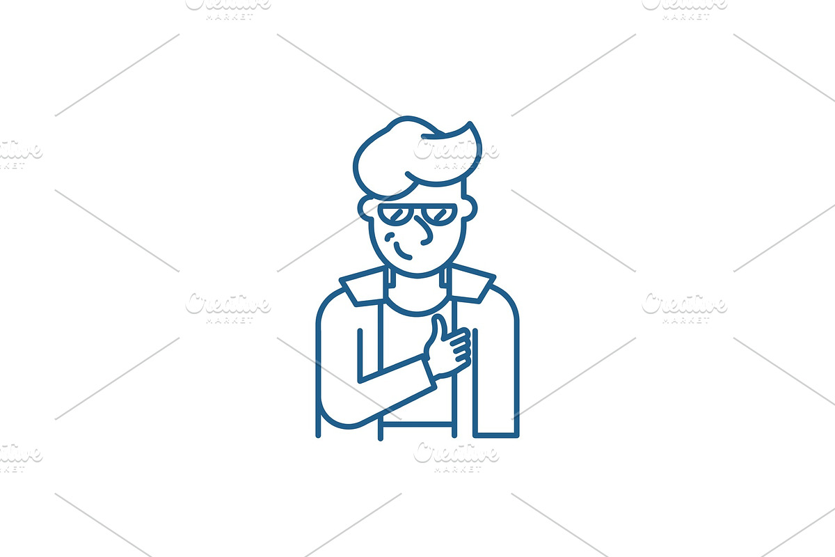 Hipster line icon concept. Hipster in Illustrations - product preview 8