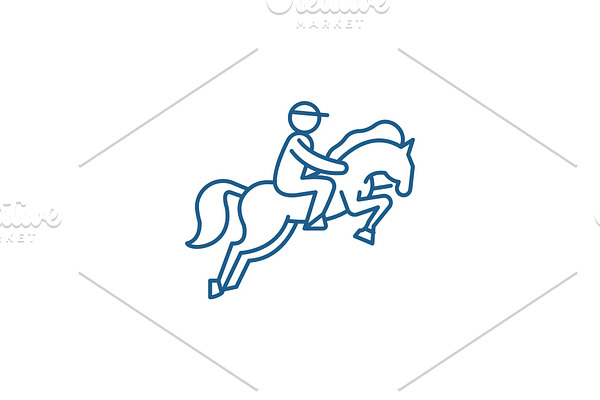 Horse racing line icon concept