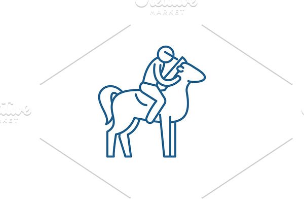 Horseback riding line icon concept
