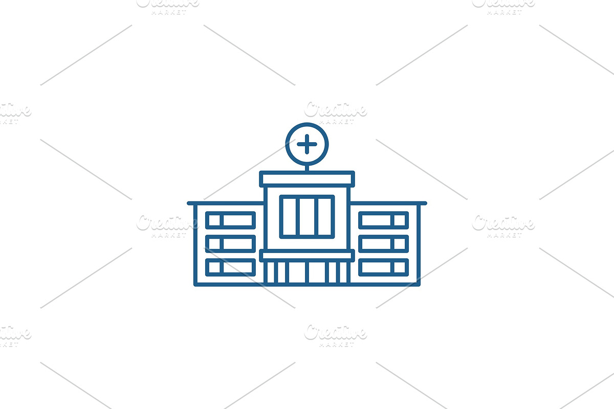 Hospital line icon concept. Hospital in Illustrations - product preview 8