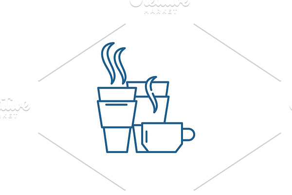 Hot drinks line icon concept. Hot