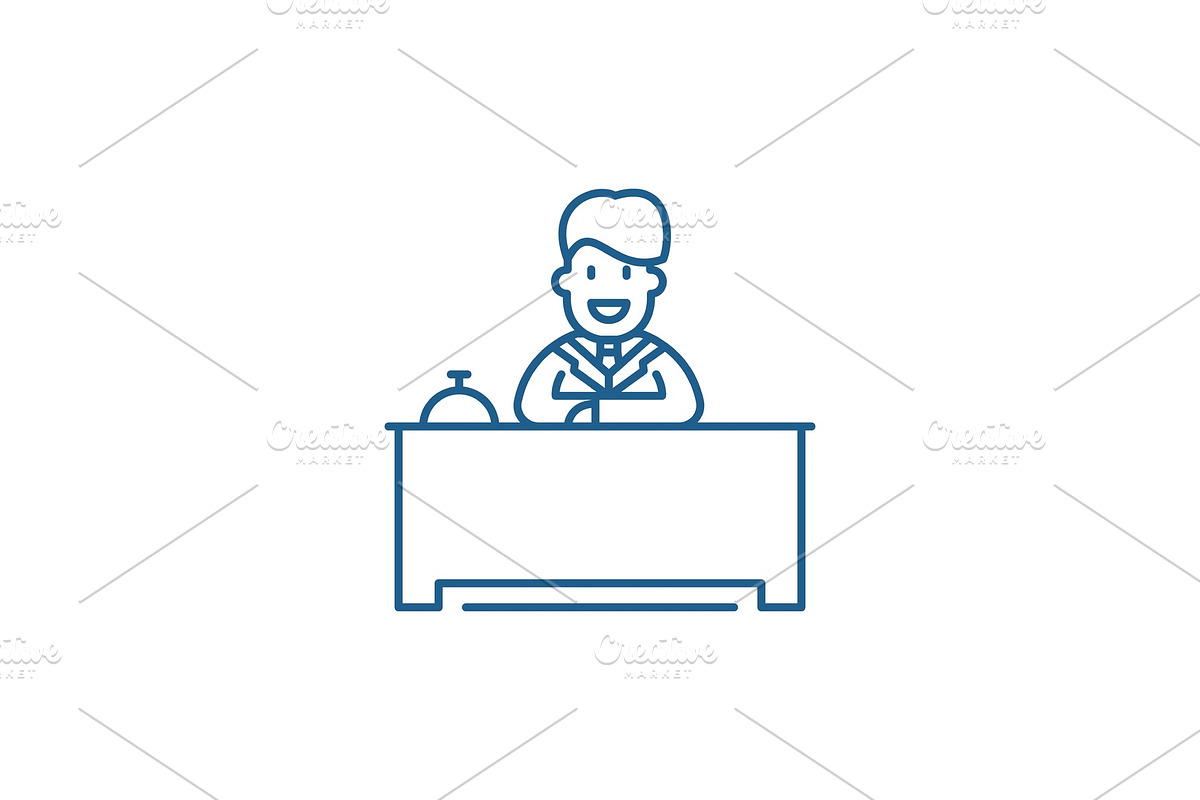 Hotel reception line icon concept in Illustrations - product preview 8