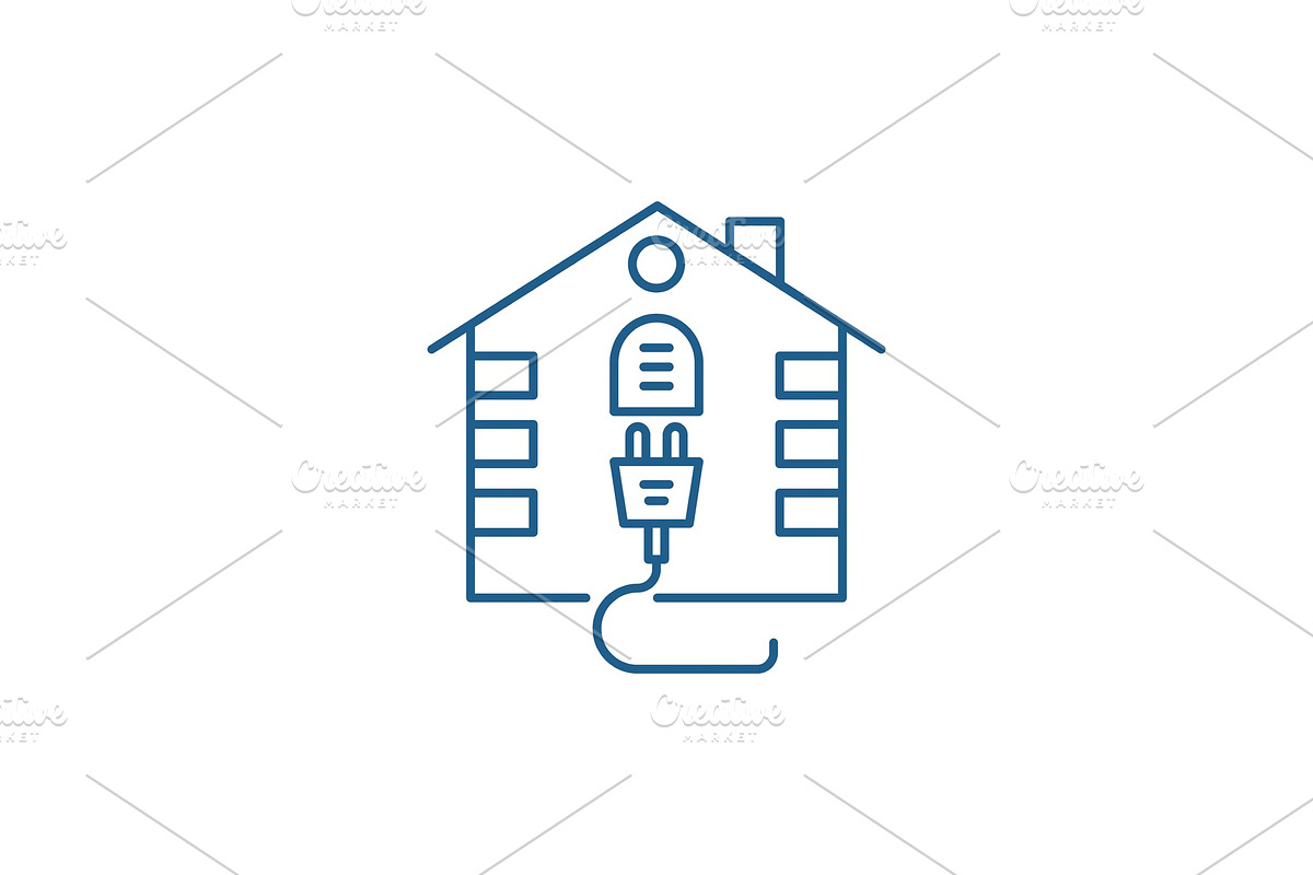 House electrical system line icon in Illustrations - product preview 8