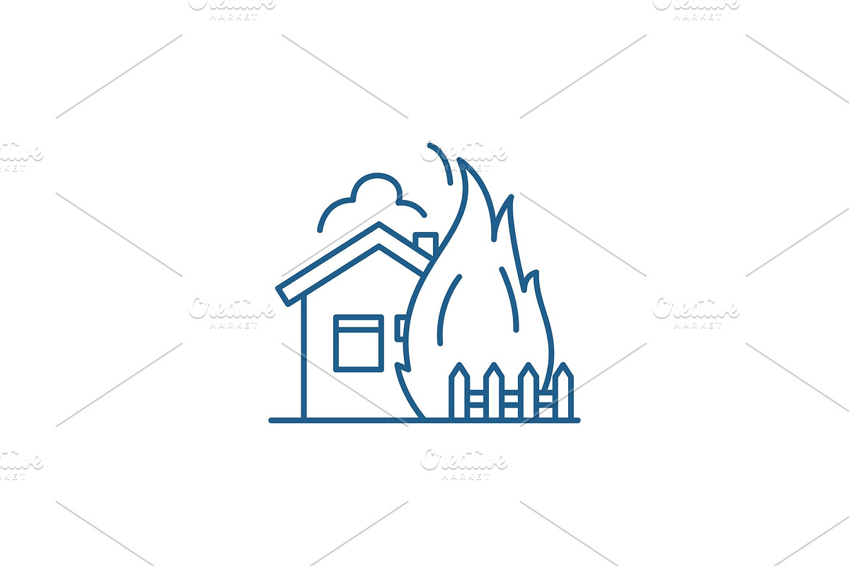 House fire line icon concept. House in Objects - product preview 8