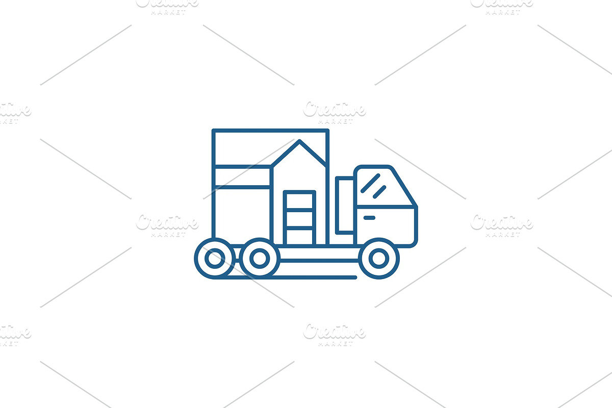 House transportation line icon in Illustrations - product preview 8