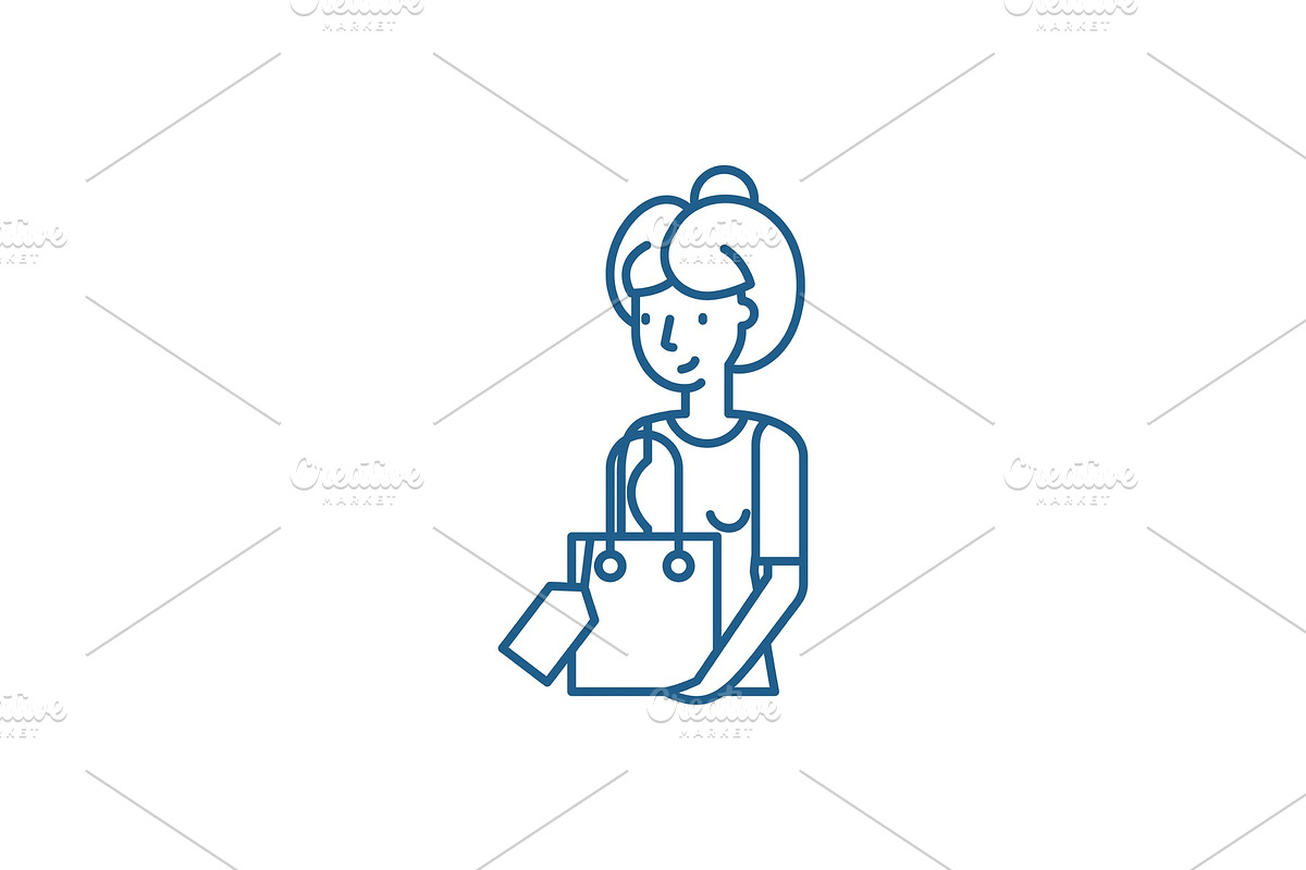 Housewife line icon concept in Illustrations - product preview 8