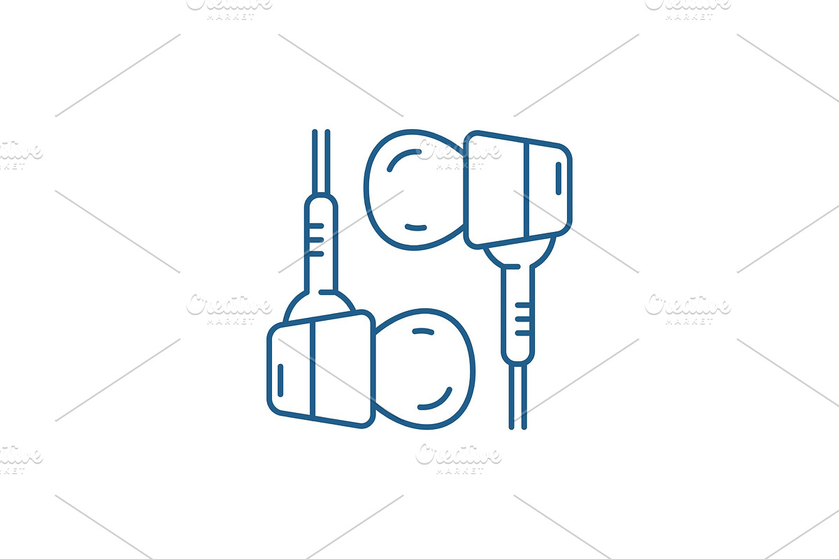 Hybrid headphones line icon concept in Illustrations - product preview 8