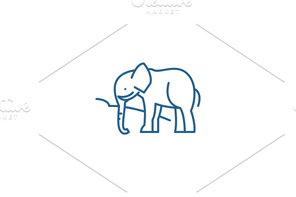 Indian elephant line icon concept