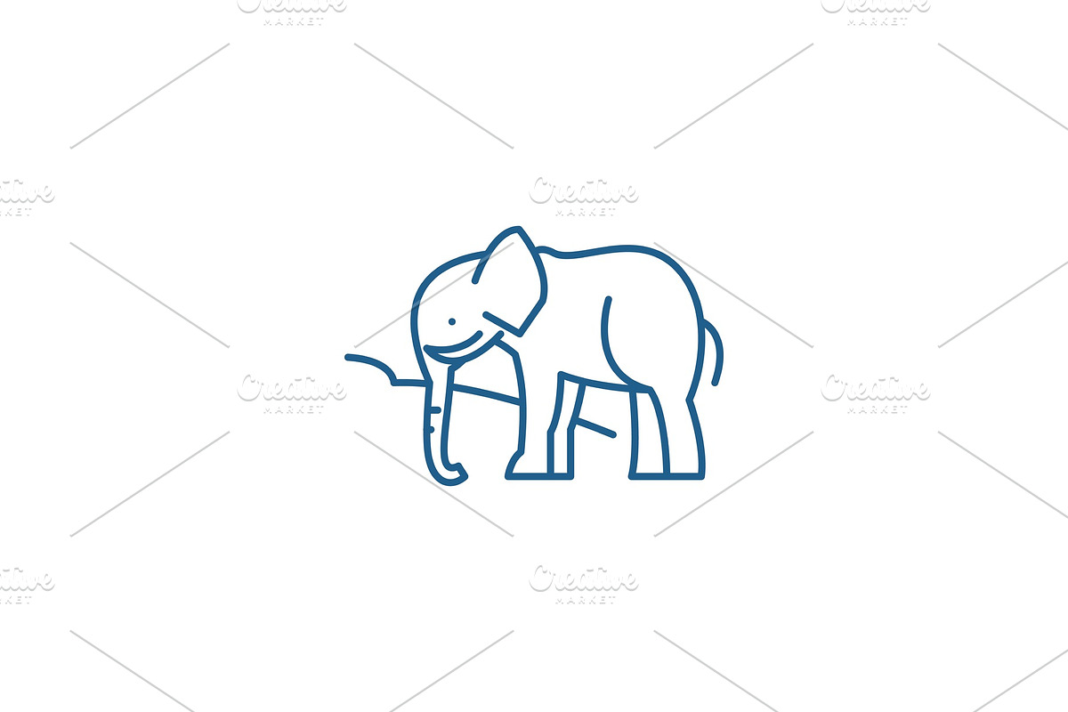 Indian elephant line icon concept in Illustrations - product preview 8