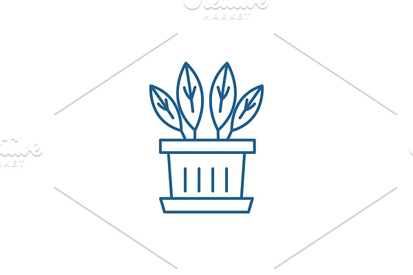 Indoor plant line icon concept