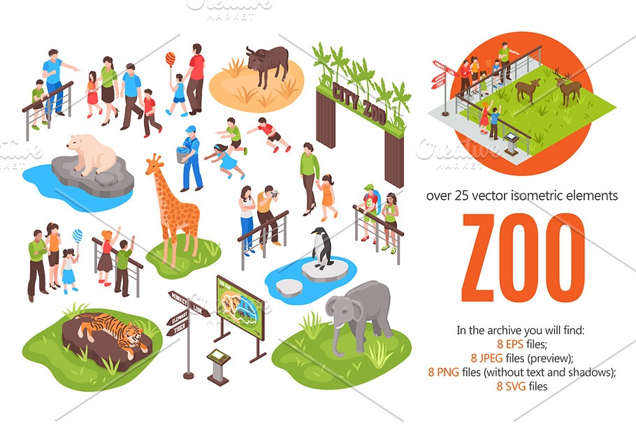 Zoo Isometric Set in Illustrations - product preview 8