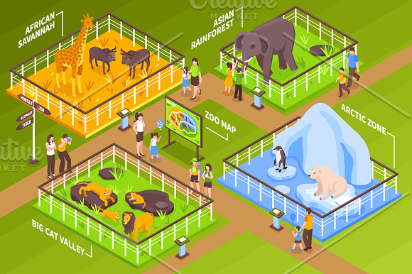 Zoo Isometric Set in Illustrations - product preview 3