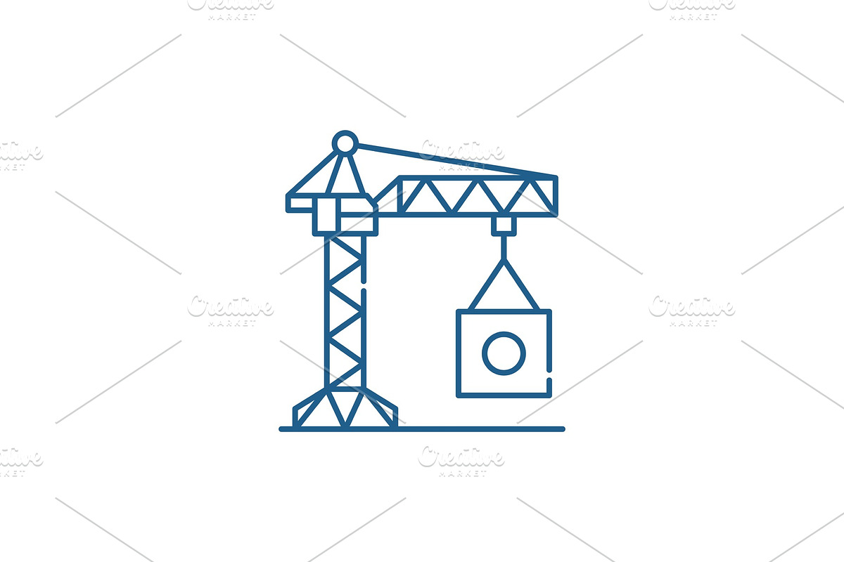INDUSTRIAL CRANE line icon concept in Illustrations - product preview 8