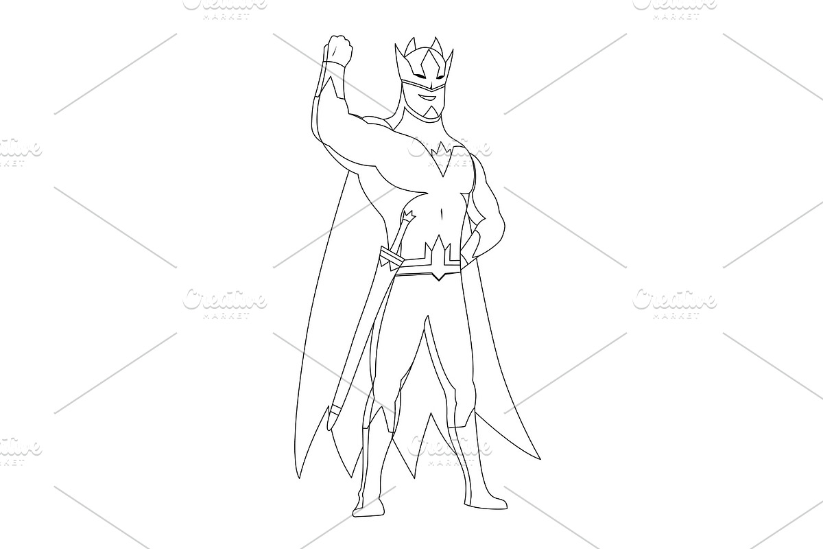 Superhero for coloring book in Illustrations - product preview 8