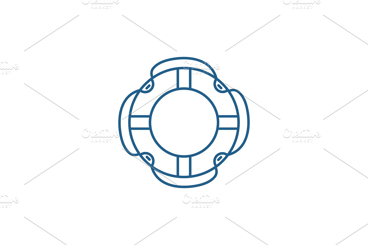 Insuarance lifebuoy line icon in Illustrations - product preview 8