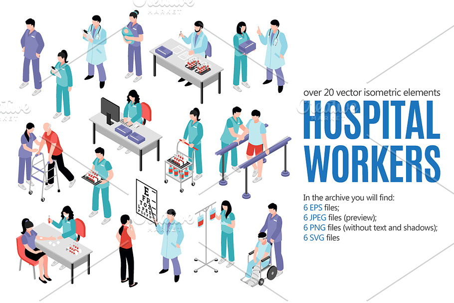 Hospital Staff Isometric in Illustrations - product preview 8
