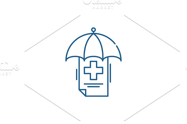 Insurance system line icon concept