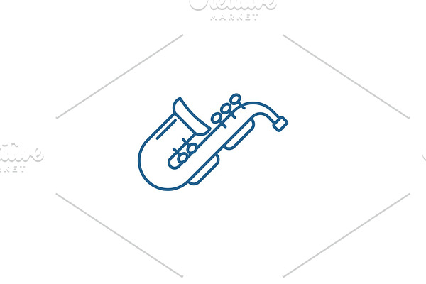 Jazz saxophone line icon concept