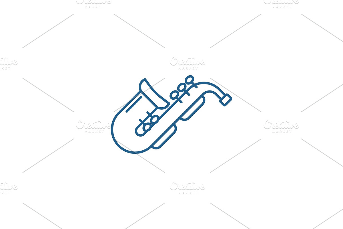 Jazz saxophone line icon concept in Illustrations - product preview 8
