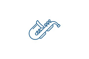 Jazz saxophone line icon concept