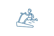 Jogging on the treadmill line icon
