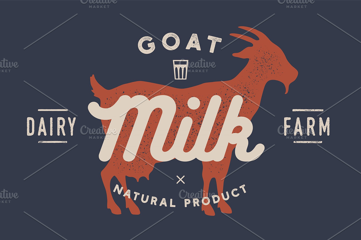 Milk, goat. Logo with goat in Illustrations - product preview 8