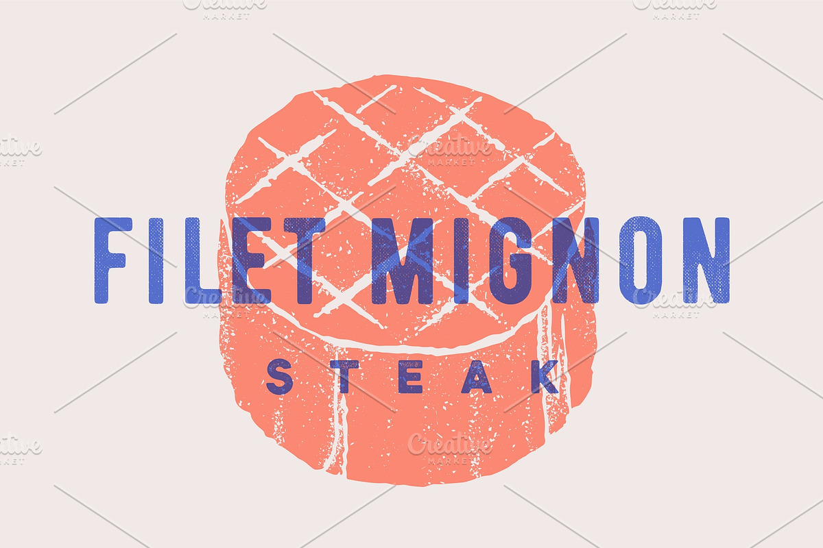 Steak, Filet Mignon. Poster with in Illustrations - product preview 8