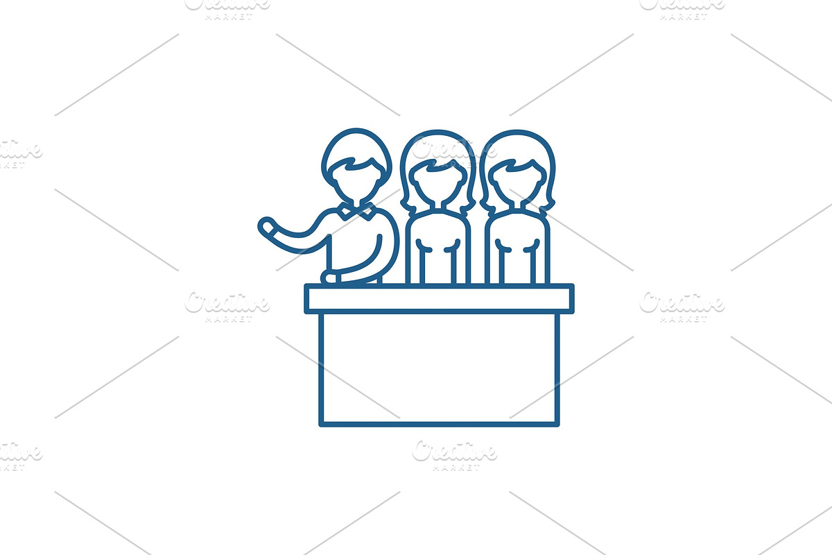 Jury trial line icon concept. Jury in Illustrations - product preview 8