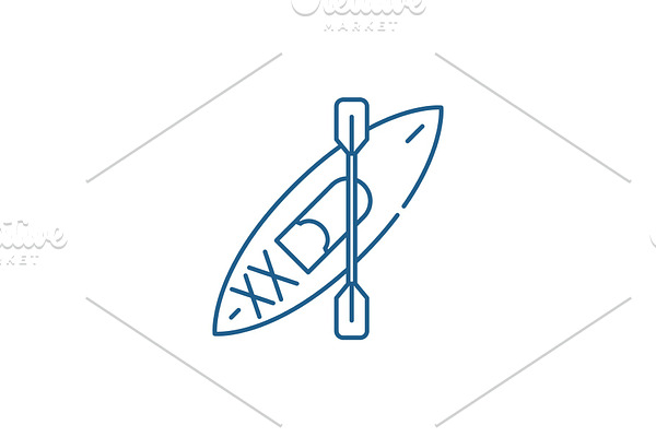 Kayaks line icon concept. Kayaks