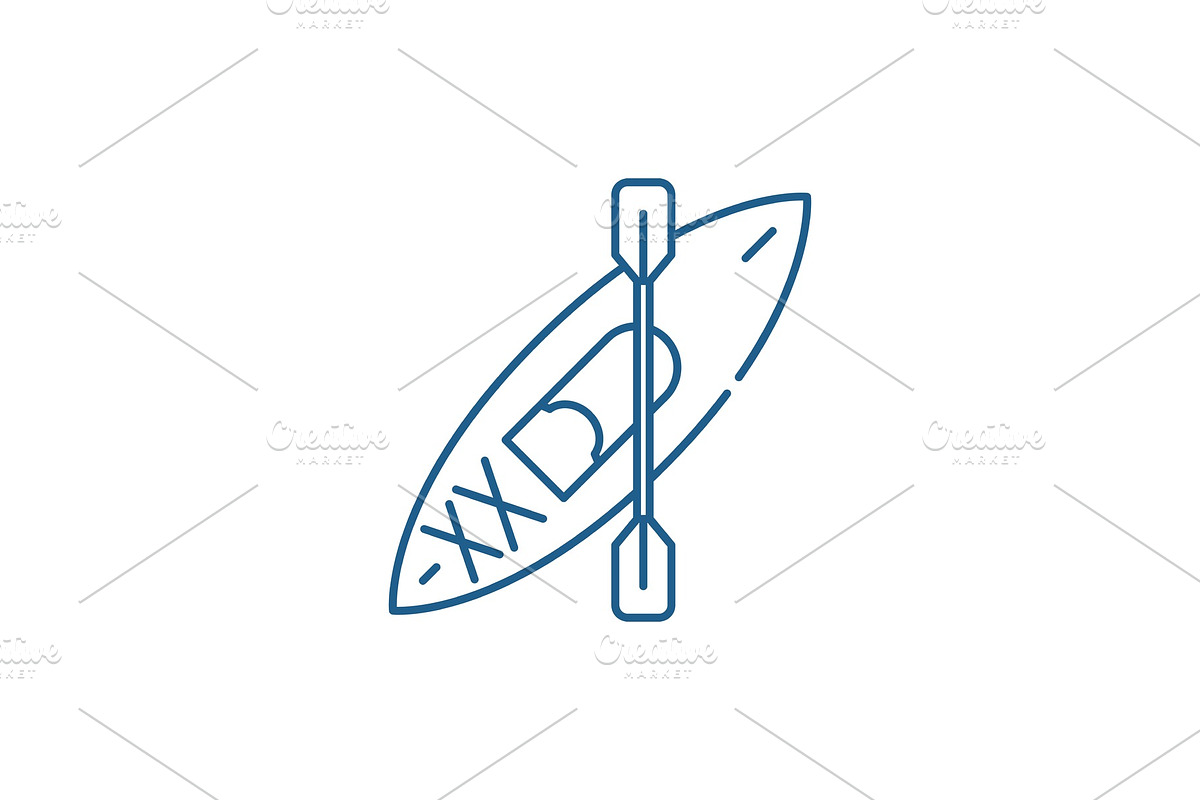 Kayaks line icon concept. Kayaks in Illustrations - product preview 8