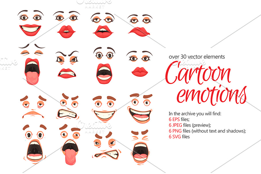 Cartoon Emotions Set in Illustrations - product preview 8