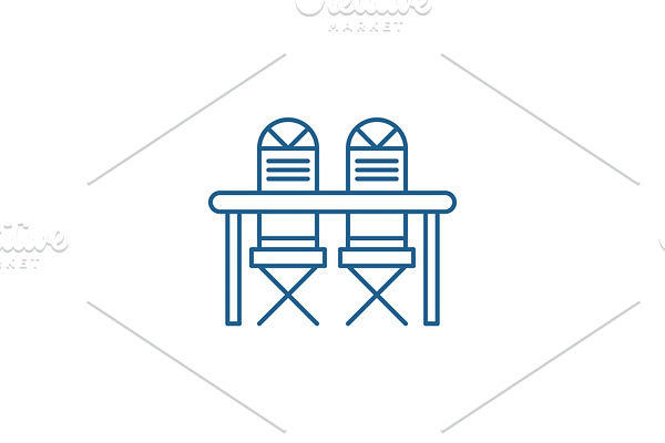 Kitchen table and chairs line icon