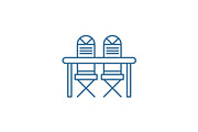 Kitchen table and chairs line icon