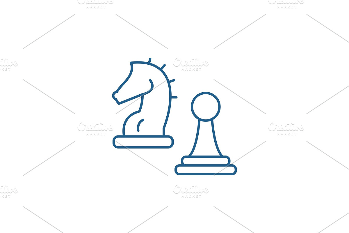 Knight and pawn line icon concept in Objects - product preview 8