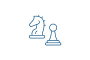 Knight and pawn line icon concept