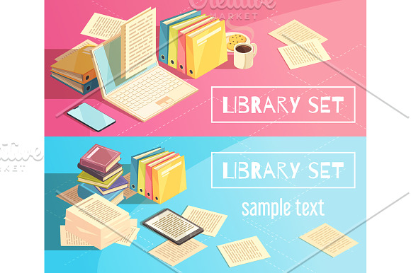 Library Isometric Set in Illustrations - product preview 3
