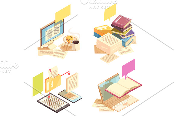 Library Isometric Set in Illustrations - product preview 4