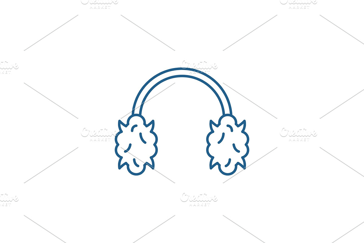 Knitted headphones line icon concept in Illustrations - product preview 8