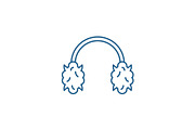 Knitted headphones line icon concept