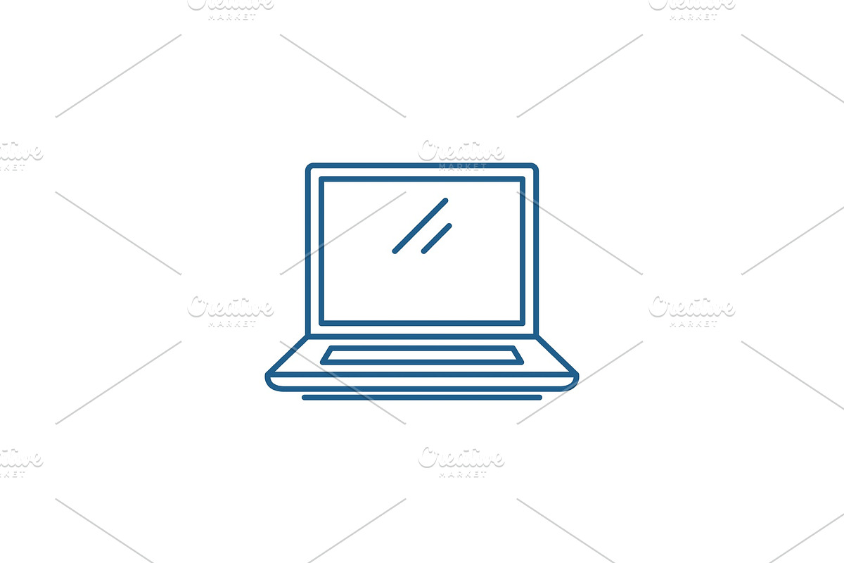 Laptop line icon concept. Laptop in Illustrations - product preview 8