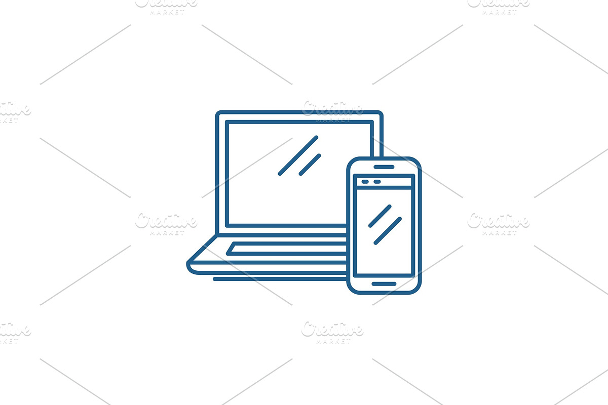 Laptop and smartphone line icon in Illustrations - product preview 8