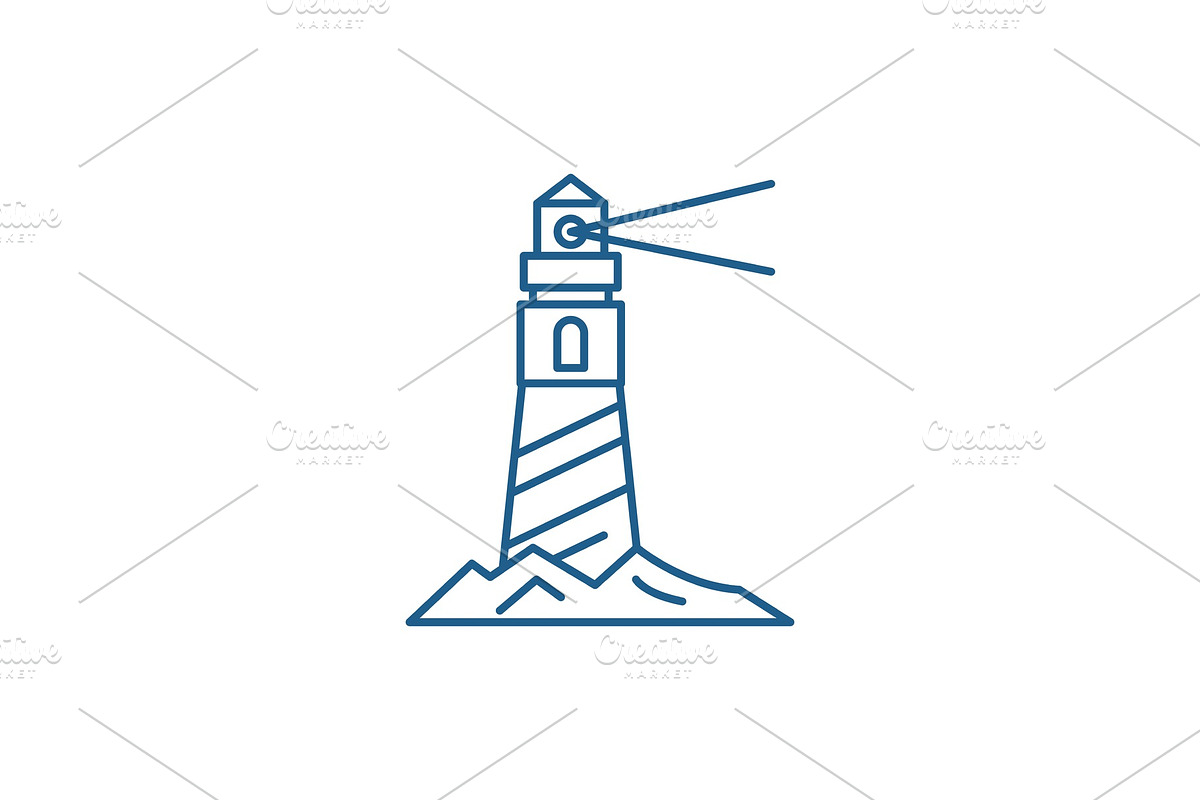 Lighthouse on the shore line icon in Illustrations - product preview 8