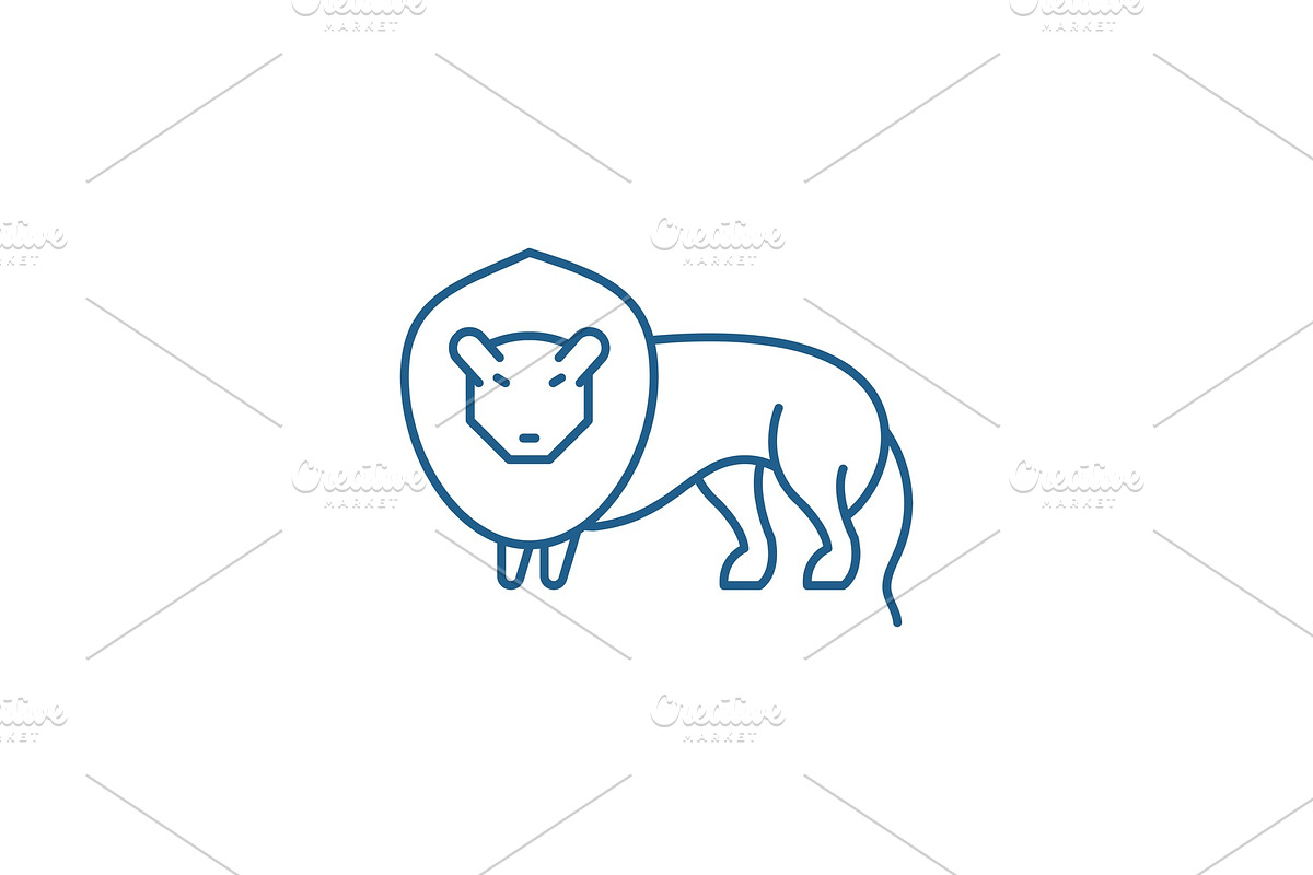 Lion line icon concept. Lion flat in Illustrations - product preview 8